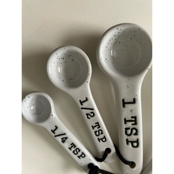Ceramic Nesting Measuring Spoons Black & White Speckled 4 Kitchen Cooking - Picture 3 of 5